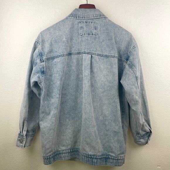 Vintage 90s Mens Jacket Sz S Oversized Chore Coat Barn Denim Western Shacket - Picture 2 of 9